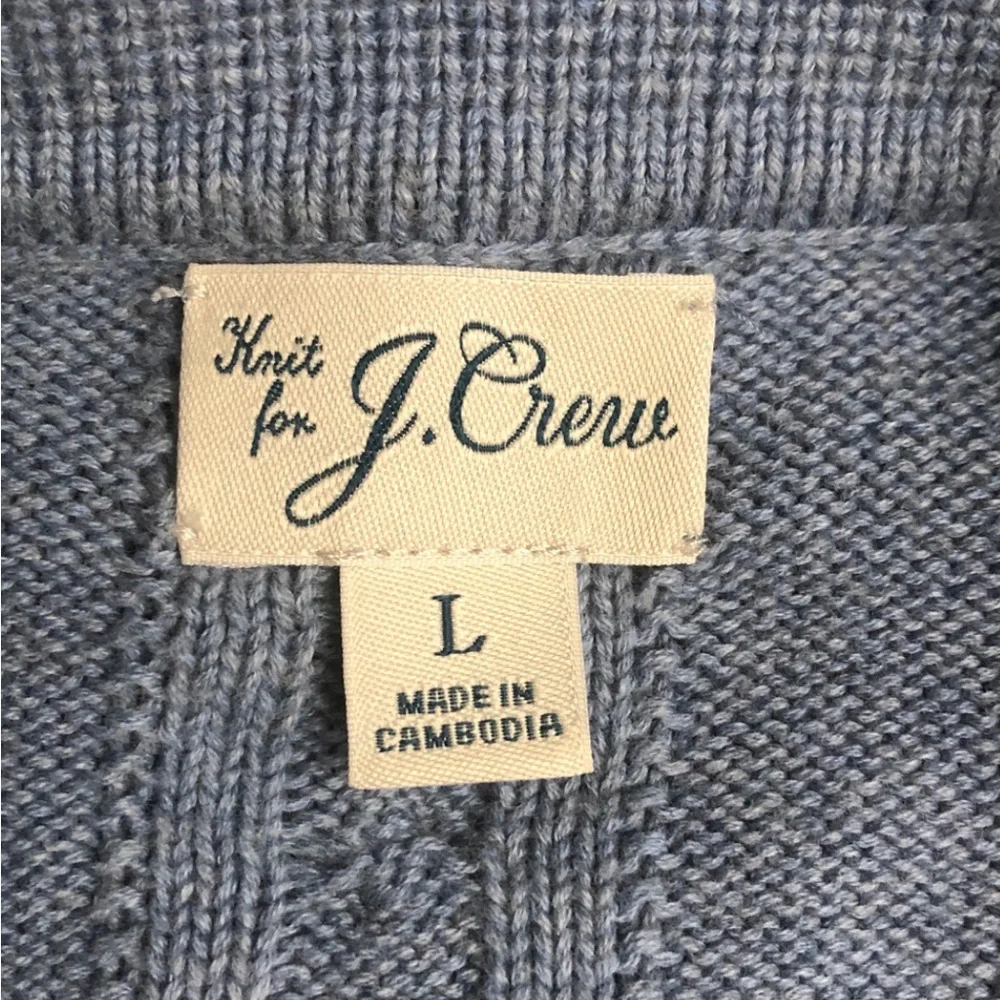 J. Crew Short Sleeve Light Blue Cable Knit Polo Cardigan
